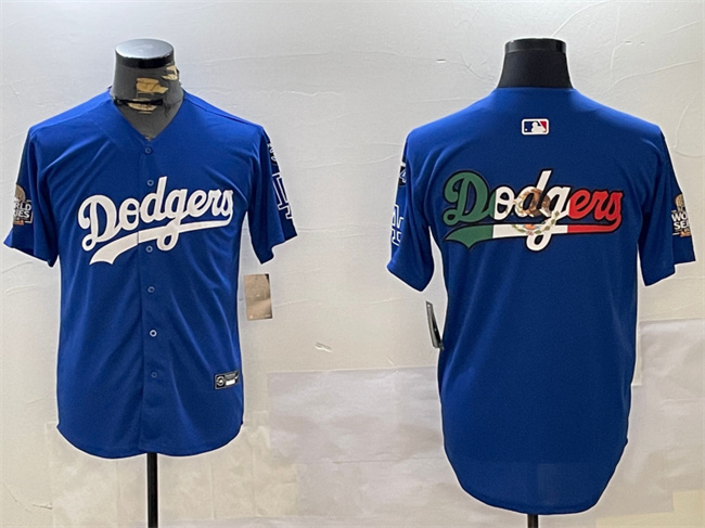 Los Angeles Dodgers Team Big Logo Royal 2024 World Series With Fernando Memorial Patch Alternate Limited Stitched Jersey